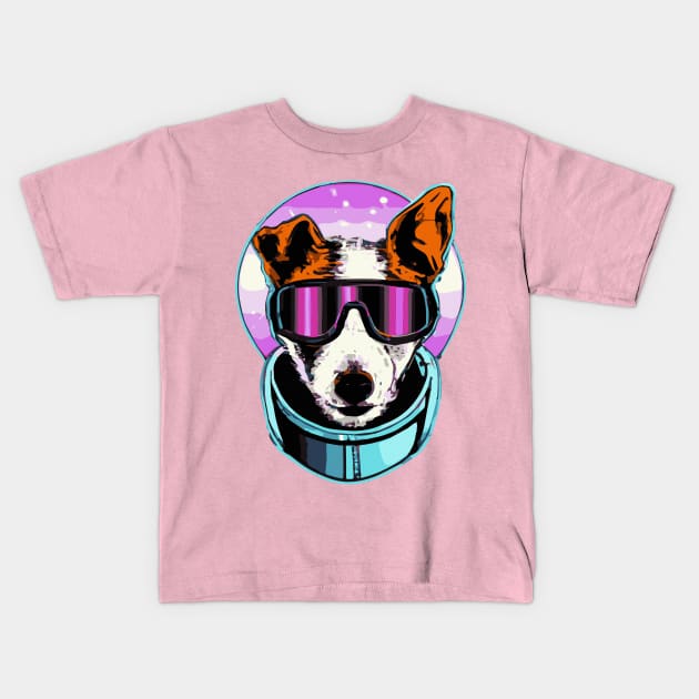 Jack Russell Terrier 80s Retro Space Dog Lover Kids T-Shirt by BetterManufaktur